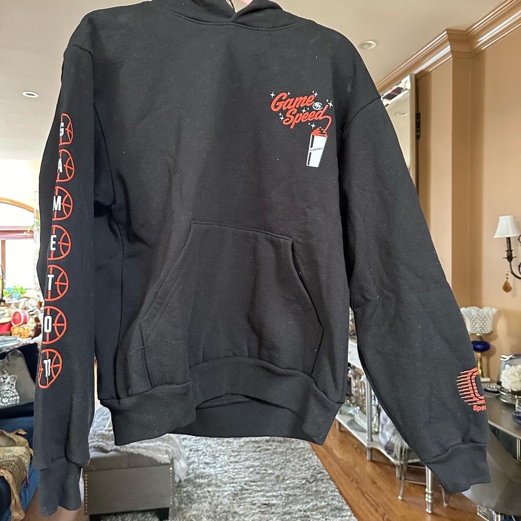Rare Ox Soeedway 711 Slurpee Game Speed Sweatshirt Black Hoodie 2 Side Graphics